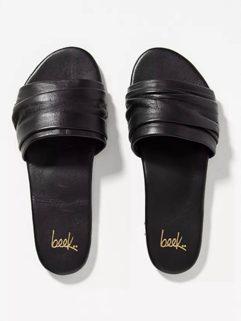 Beek Songbird Black Leather Sandal Slides Womens size 7